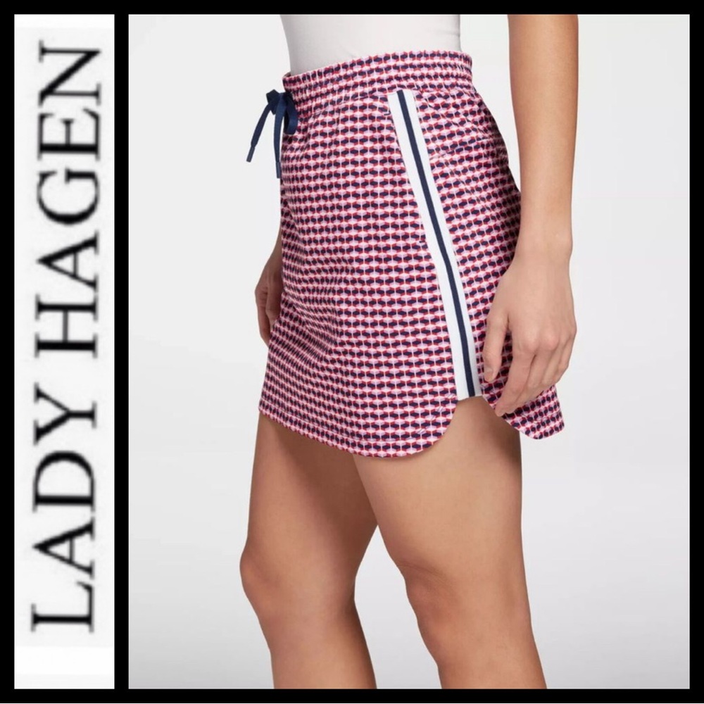 NWOT Lady Hagen Side Stripe Patterned Golf Skort
